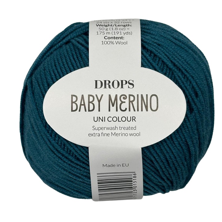 DROPS Baby Merino kötő- és horgolófonal – 100% extra finom merinógyapjú, puha, rugalmas, Oeko-Tex minősítésű, biztonságos babák és gyermekek számára, Petrol Green