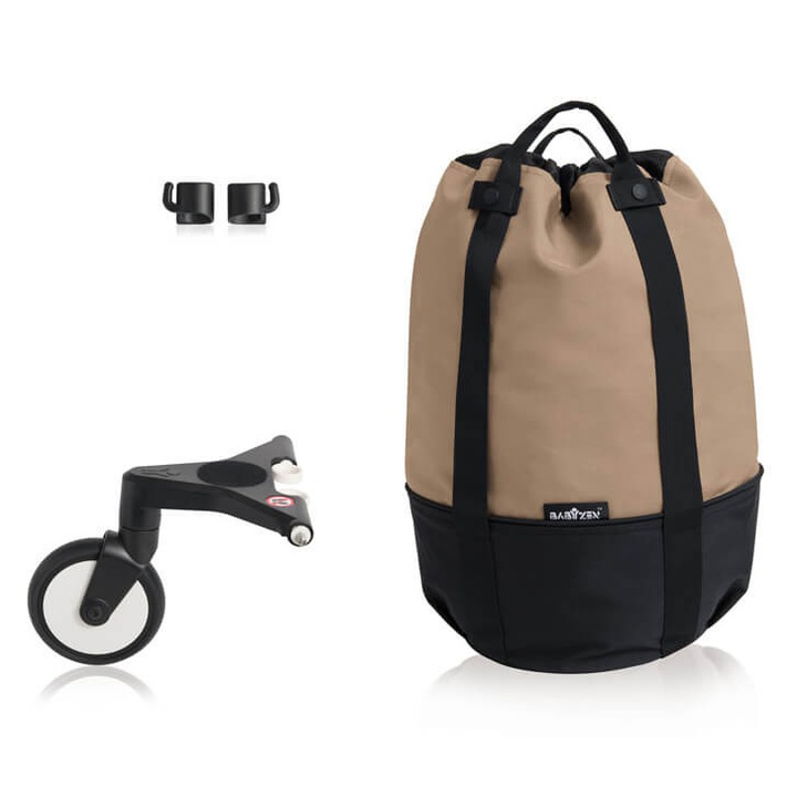 Geanta Carucior Babyzen YOYO cu Roata Suplimentara, Capacitate 10 kg, Culoare Bej, 45x23cm