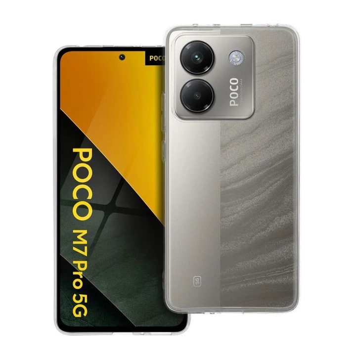 Husa Soft Silicone, G-Tech, Compatibil cu Poco M7 Pro, 2mm, din silicon flexibil si subtire, eleganta, Transparenta