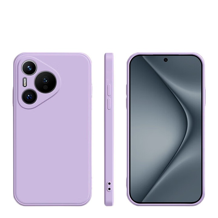 Калъф за Huawei Pura 70, течен силикон, Премиум качество, Интериор от микрофибър, Повишена защита, Противоударен, Светло лилав