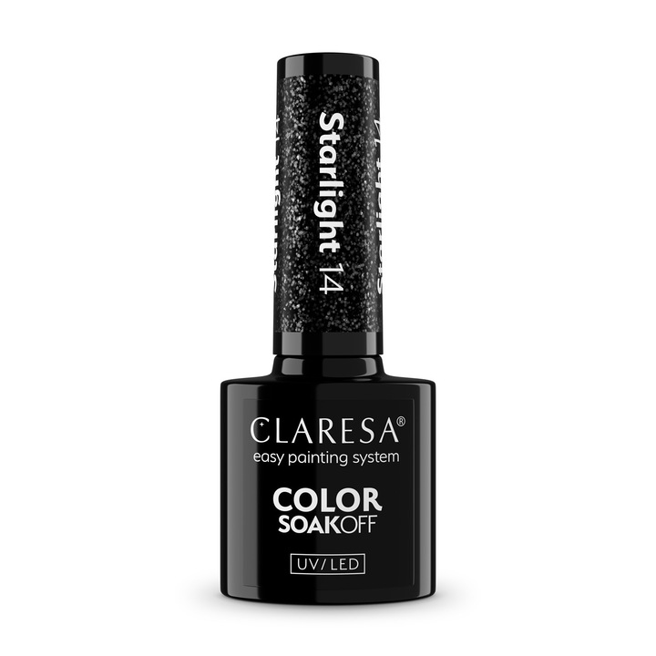 Oja hibrida Claresa Starlight 14, 5g, efect flash, negru