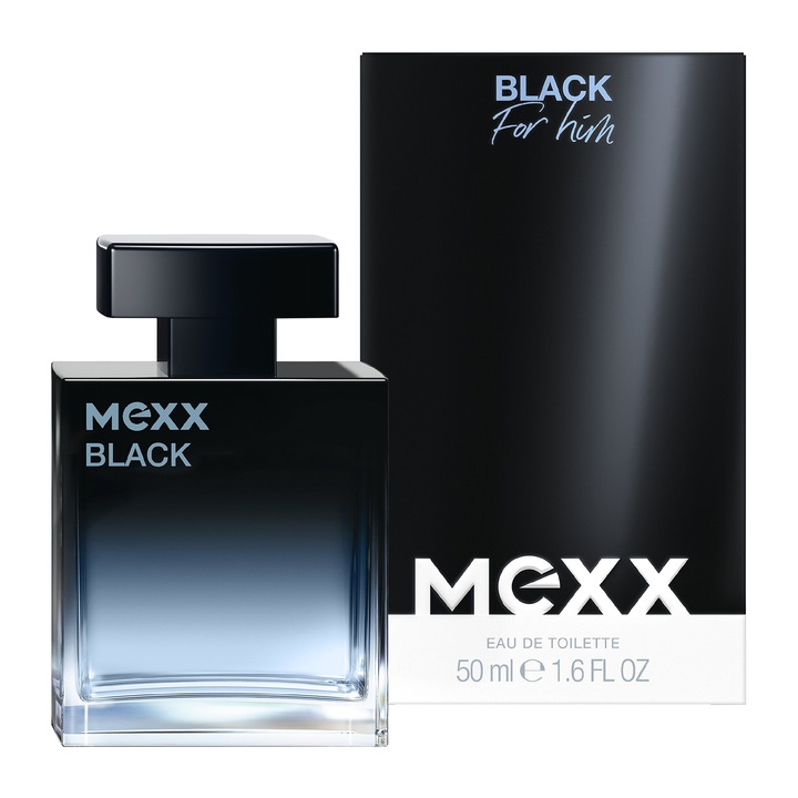 Férfi parfüm Mexx Black, 50 ml, virágos és fás jegyekkel