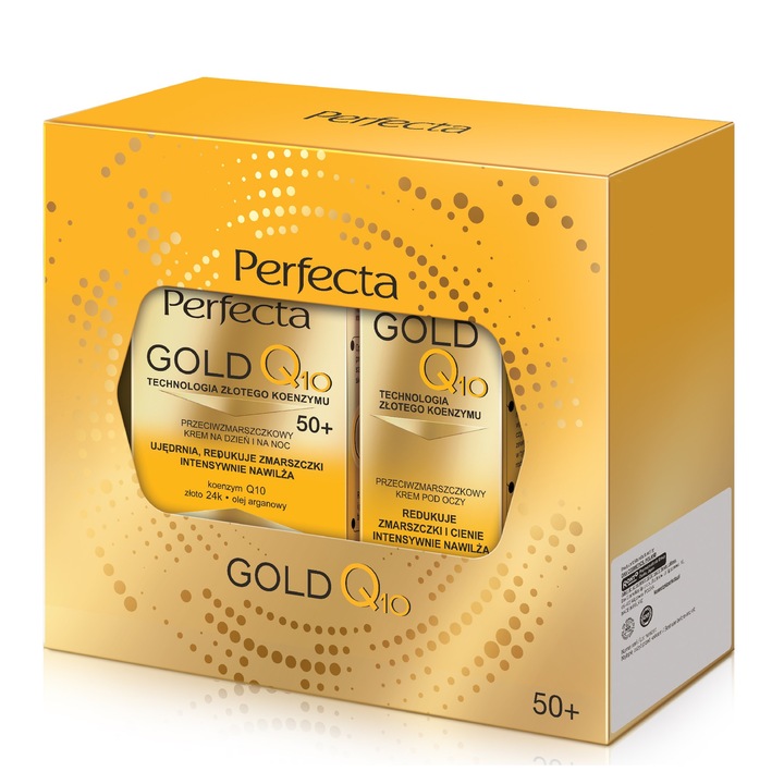 Dax Gold Q10 ajándékszett, 50 ml nappali és éjszakai krém, 15 ml szemkörnyékápoló krém