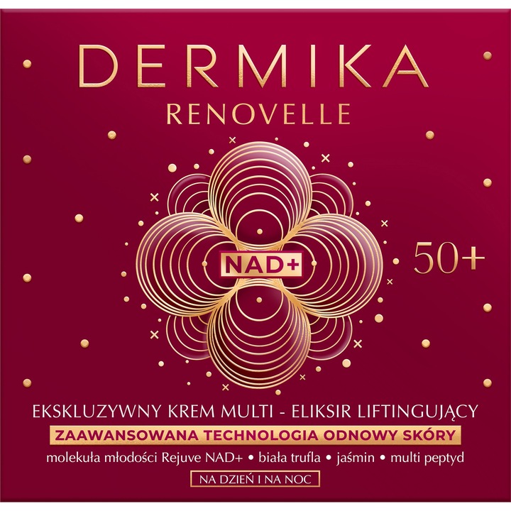 Dermika Renovelle arckrém, multielixíres lifting 50+, 50 ml, érett és érzékeny bőrre
