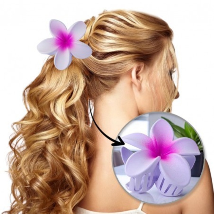 Фиба за коса ECARLA, цвете, 7,5x7,5 см, лилава