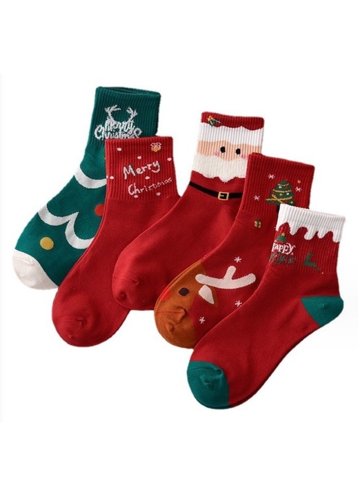 Комплект коледни чорапи ECARLA, 5 чифта, 34-40, многоцветни, удобни