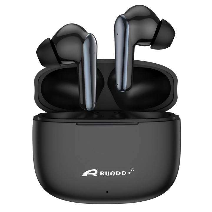 Casti wireless Bluetooth 6 RIJADD+ RT-S2 ENC+ANC, Microfon HD, Autonomie 32h, Incarcare Rapida, Bass 9D, Afisaj Baterie, Mod Joc/Muzica, Negru