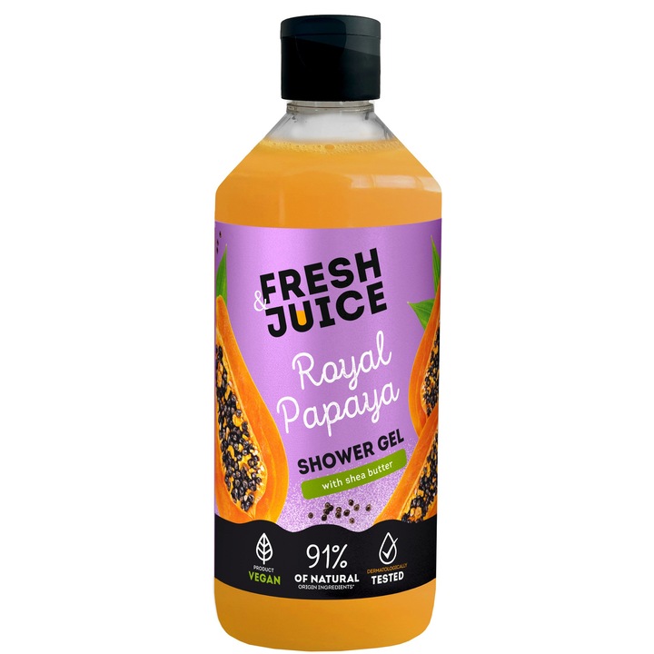 Fresh Juice Royal Papaya tusfürdő, 473 ml, papaja ízű, shea vajjal