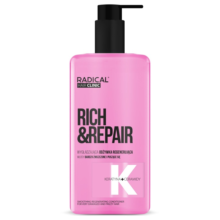 Балсам за коса RADICAL Hair Clinic Rich & Repair, 260 мл, за много увредена и къдрава коса