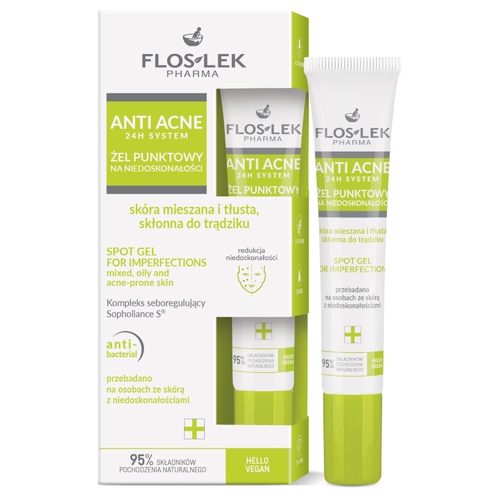 FLOS-LEK гел против акне, за комбинирана и мазна кожа, 20 мл