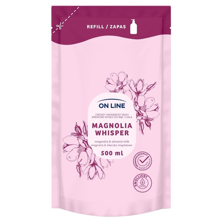 Кремообразен сапун за ръце и тяло Магнолия и бадемово мляко ОНЛАЙН - пълнител 500 мл