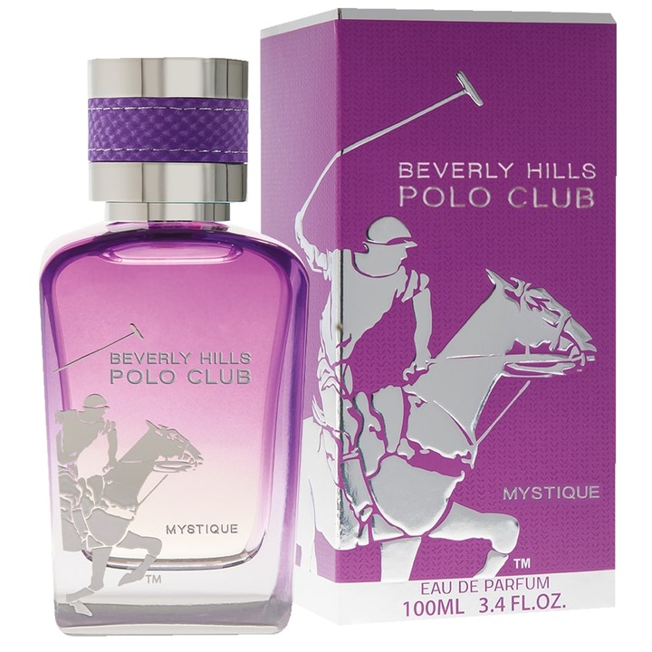 Парфюм Beverly Hills Polo Club Prestige Pour Femme Mystike 100 мл, флорални нотки, елегантна опаковка