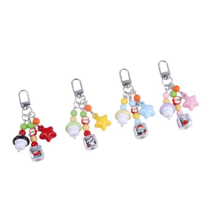 4 darab fém, személyre szabható kulcstartó készlet tanároknak és gyerekeknek, szerencsehozó talizmánok, többszínű