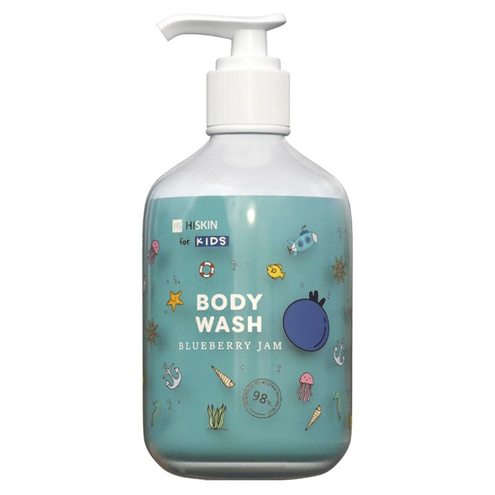 Gel de dus pentru copii 2 in 1 Hiskin, Blueberry Jam, 400 ml