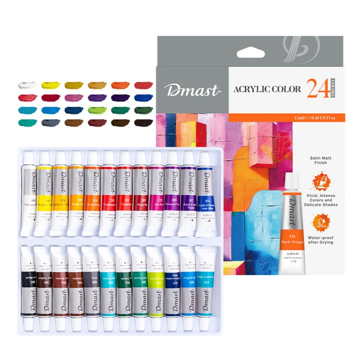 Culori Acrilice Profesionale 24 Culori 12ml Dmast By Pebeo