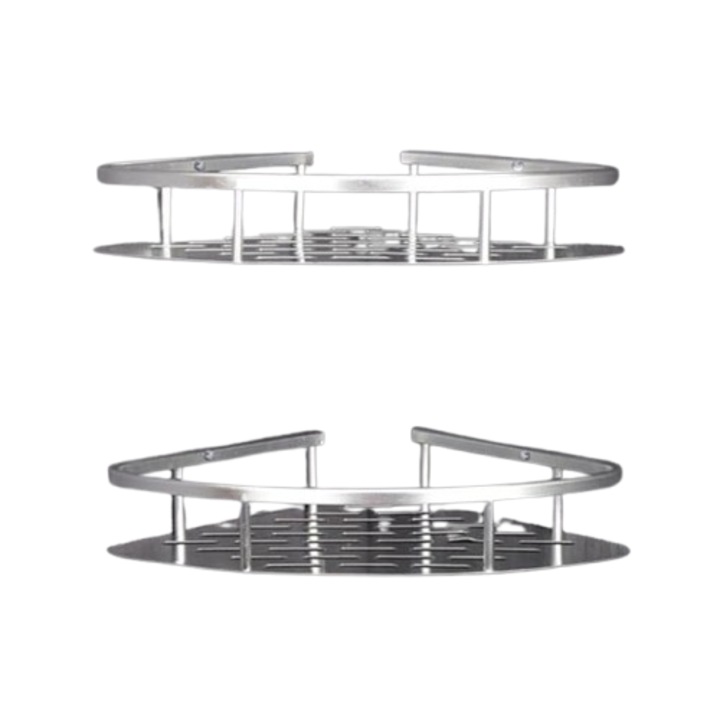 Zuhany saroktartó, 2 darabos készlet, alumínium, fali rögzítés, ezüst