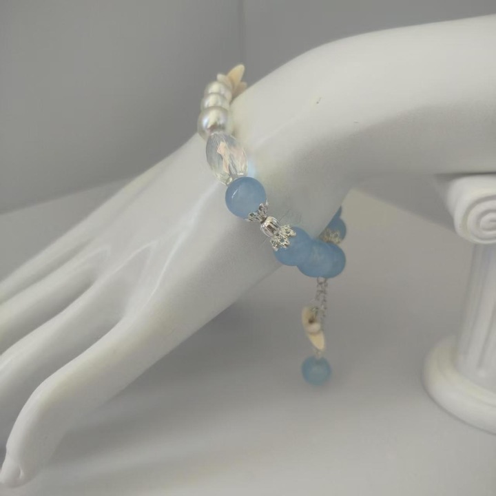 Bratara dama, albastru/alb, stea de mare