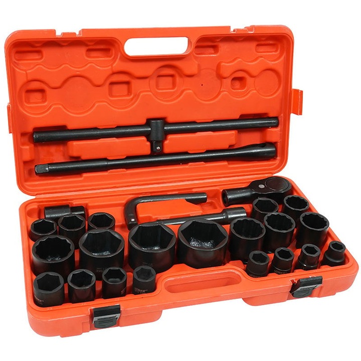 Trusa chei tubulare 26 piese 21-65mm hexagonale si bihexagonale 12 colturi de forta 3 4 si 1 tol (V39473)