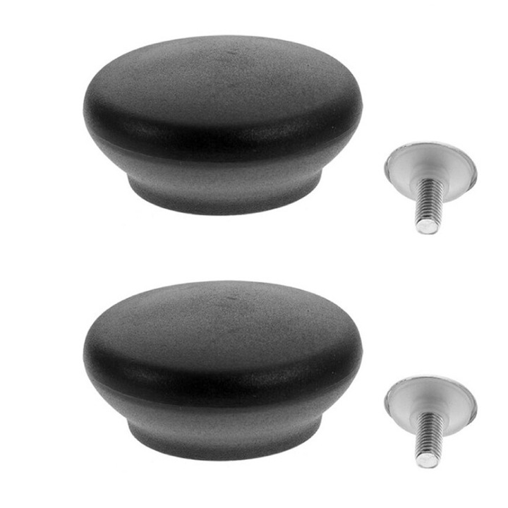 Set 2 Manere Universale Pentru Capac de Oala Premium SUPER TRENDS®, Buton de Inlocuire pentru Capace de Tigaie sau Cratita, Rezistent la caldura, Negru, 4, 1x1, 9 cm