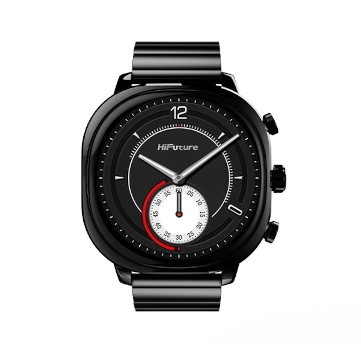 Ceas smartwatch HiFuture FutureFit AIX, 350 mAh, Autonomie 10 zile, Bluetooth 5.3, Negru