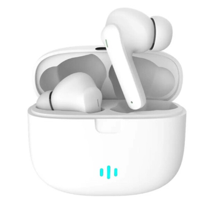 Vezeték nélküli Pro TWS fülhallgató, Bluetooth 5.2, 24 órás üzemidő, mikrofonnal, Fehér