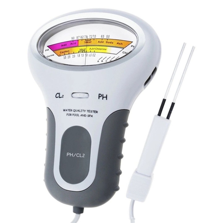 pH és Klór 2 az 1-ben teszter medencékhez és akváriumokhoz, 190mm x 20mm, Hordozható, Vegyszermentes