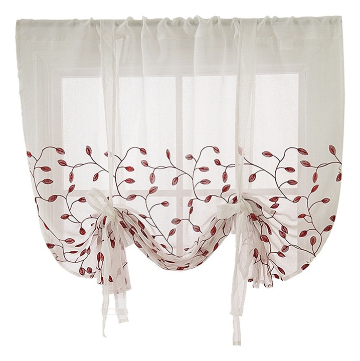 Perdea scurta din poliester cu model floral, 117x160cm, set 1 buc.