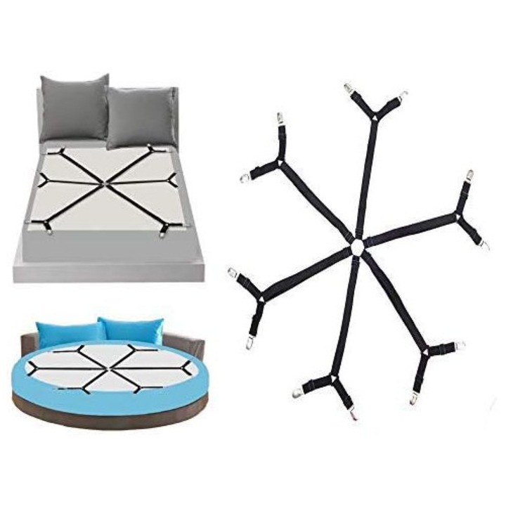 Lepedőcsipesz, állítható, háromszögletű rögzítőrendszerrel, fekete, 6 darabos szett