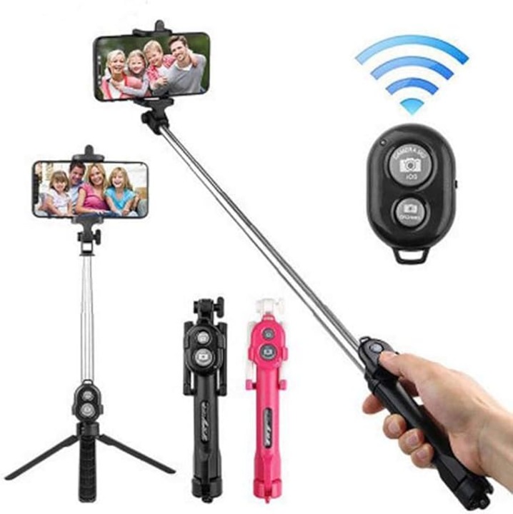 Trepied selfie Bluetooth 2 in 1, 18.5x4.2x3.6cm, material inox, design pliabil