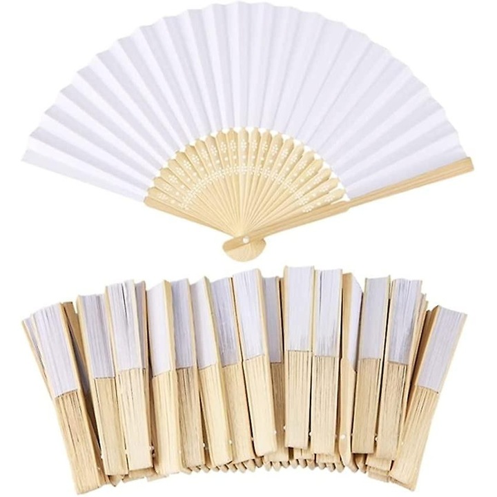 Комплект 20 ветрила от бамбук и хартия, бели, за сватби и художествени проекти, 21x39см