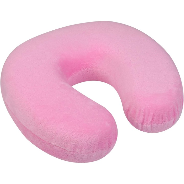 Nyakpárna levehető huzattal, memóriahabos, rózsaszín, 28x28x9cm
