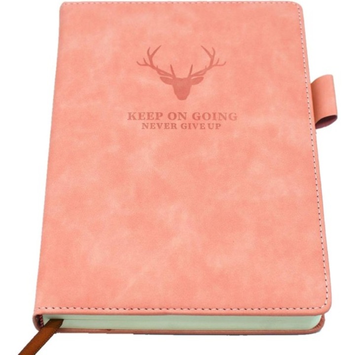 Vonalas füzet, 360 oldal, 21x14.5 cm, műbőr borító, rózsaszín