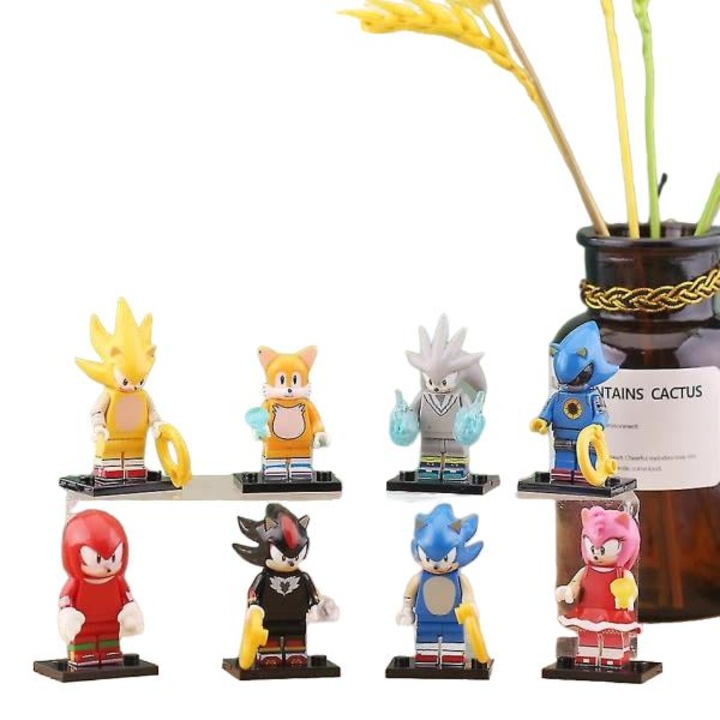 Set de blocuri de constructie Sonic 8 piese, masinute, PVC