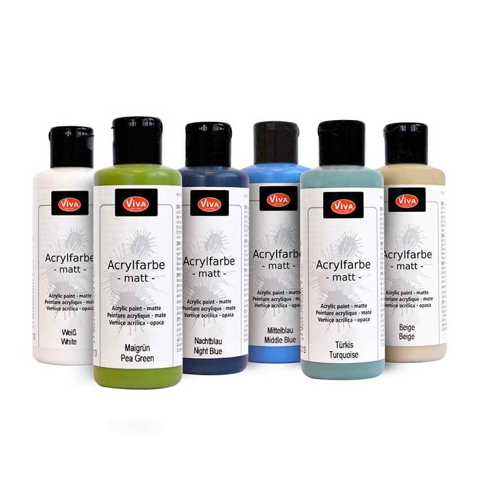 Set cadou creativ 6 vopsele acrilice cremoase VIVA DECOR, 6x82ml Mix