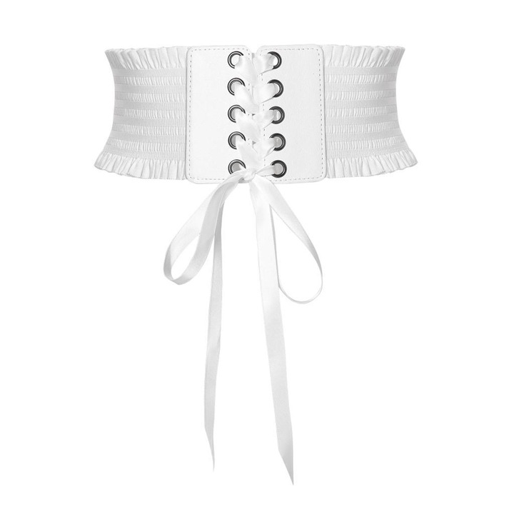 Curea dama, Tip corset, Elastica, Alb, 60-80cm