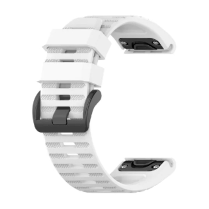 Curea pentru ceas, din silicon, alb, pentru ceasuri Garmin Fenix 5X/6X/7X, 26 mm