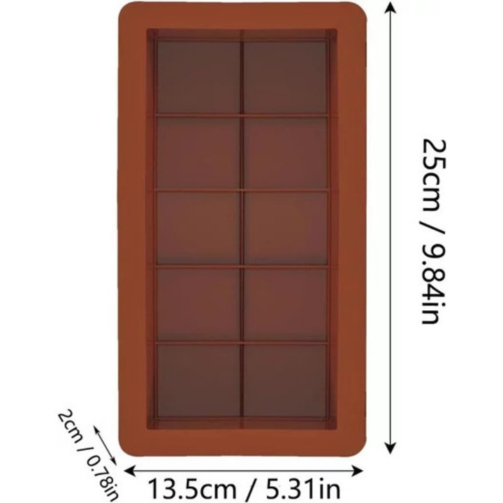 Szilikon sütőforma csokoládéhoz, 2 darab, 25x13.5x2cm, hőálló, könnyen tisztítható