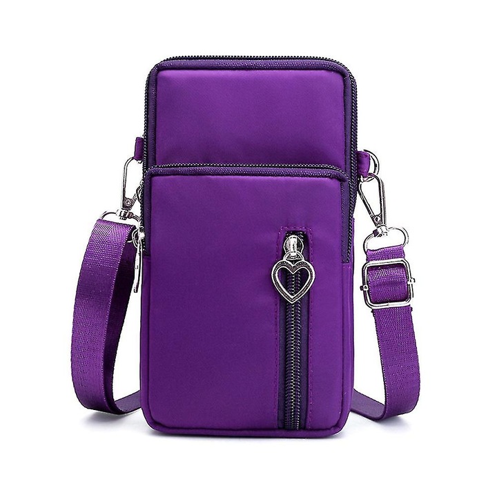 Mobiltelefon crossbody táska, 19 cm, sport, lila