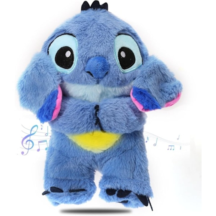 Jucarie de plus Stitch, muzica de leagan, respiratie ritmica, albastru, 30x20cm