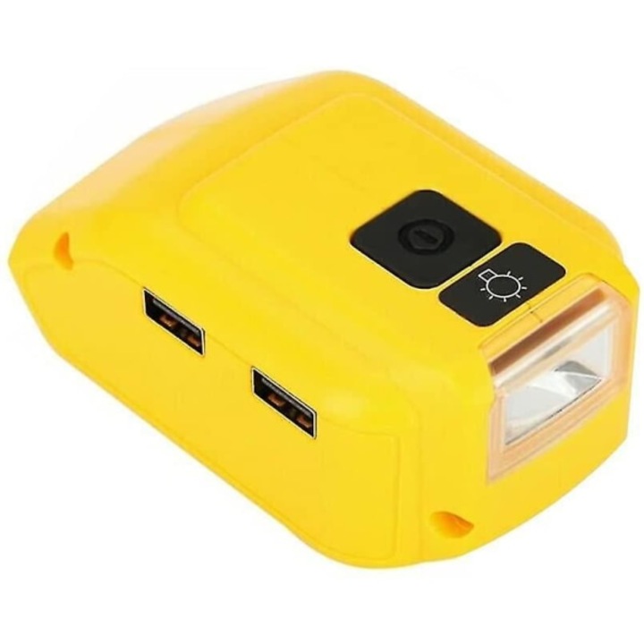 Incarcator USB DCB090, adaptor dual pentru acumulatori DeWalt 14.4V-20V, 2 porturi USB, 12V DC, 140 lumeni