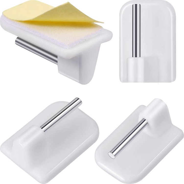 Set 100 carlige autoadezive din plastic, 2.4x1.7cm, transparente, pentru perdele si decoratiuni