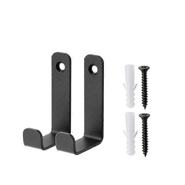Set 2 carlige de perete, J-Hook, negru, din otel inoxidabil, pentru garaj, utilizare universala
