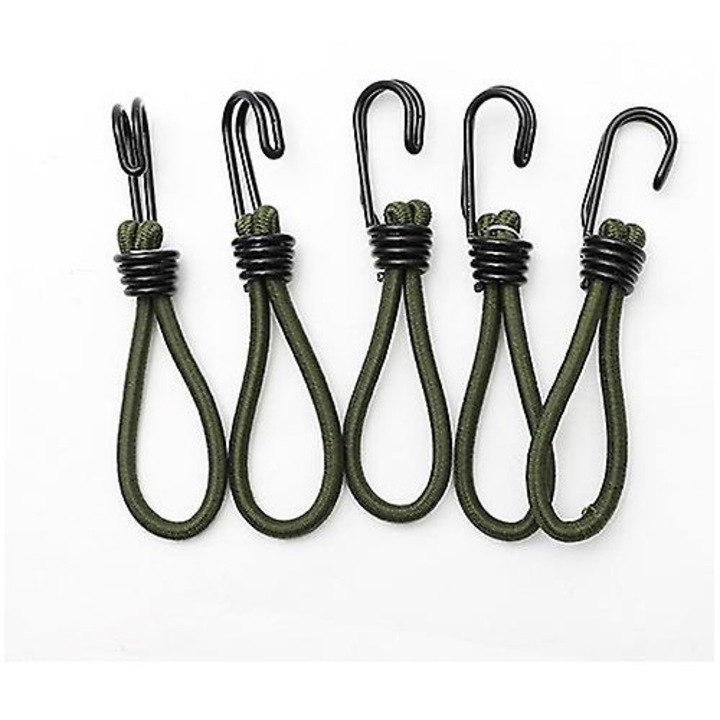 Set 25 cleme elastice pentru fixare, cauciuc, impermeabile, cu carlig, negru