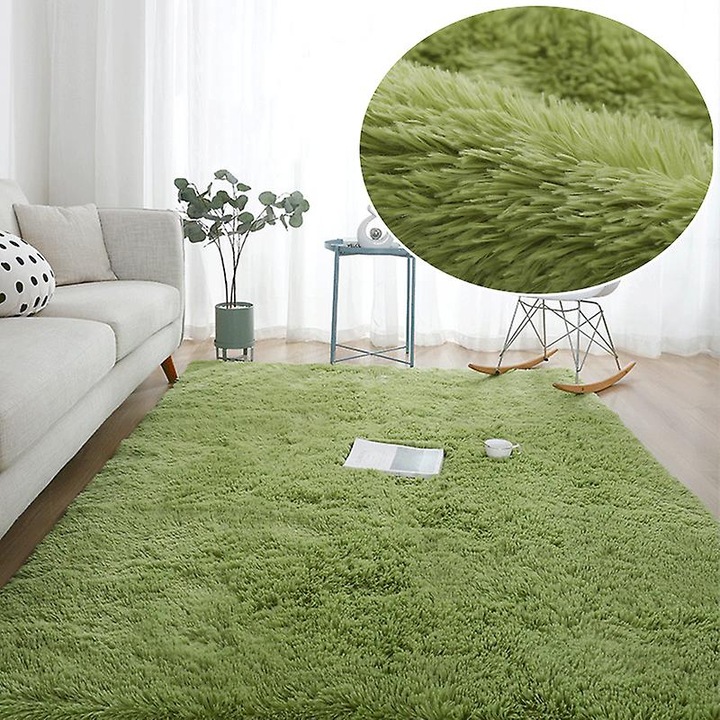 Covor copii, Fuzzy Rainbow, verde iarba, 120x160cm