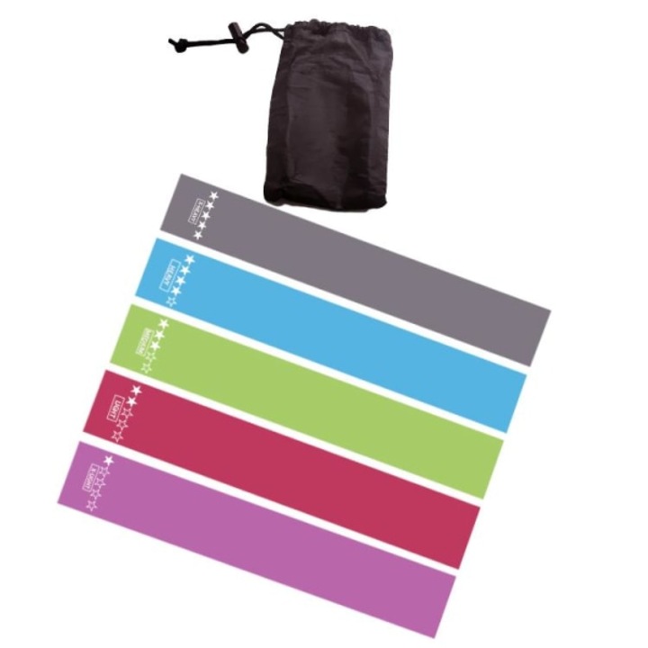 Set 5 benzi elastice de exercitii, multicolor, dimensiuni 600x50mm, rezistente