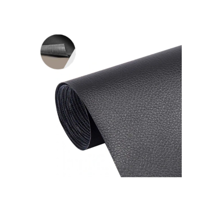 Decoratiune autoadeziva pentru fixare din piele, 50x137cm, negru