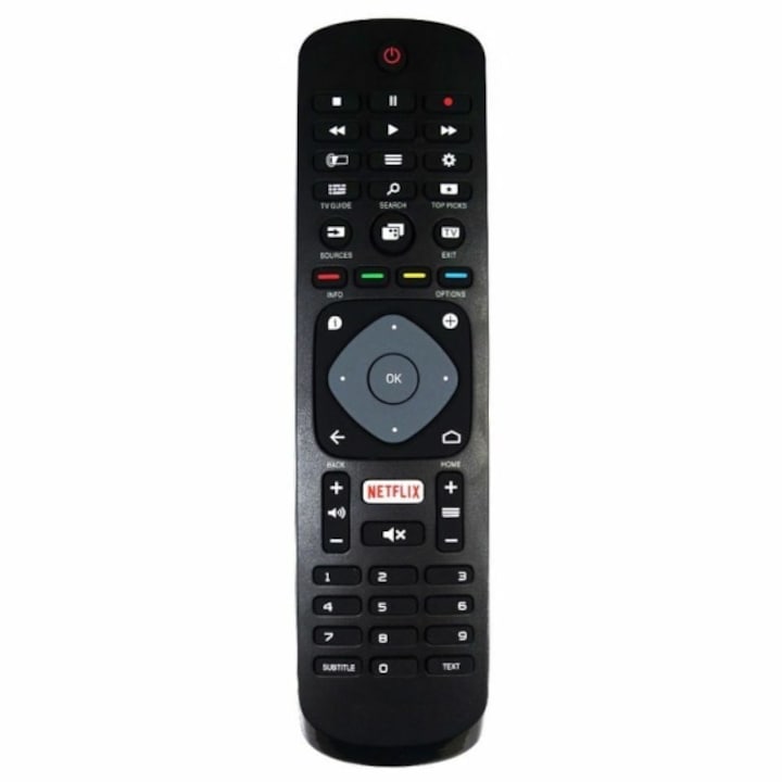 Telecomanda TV universala, 18x4.6x2.5cm, pentru televizoare Philips Smart TV, negru