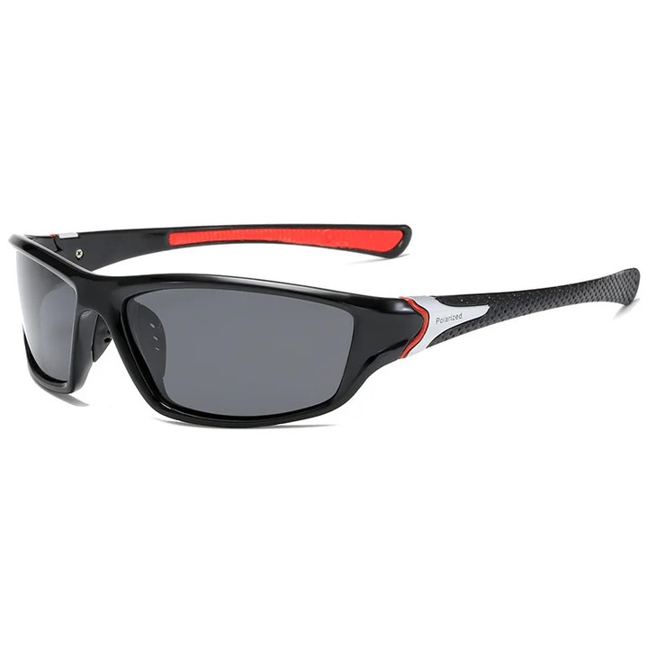 Ochelari de soare unisex fotocromatici, lentile polarizate, design simplu, negru, 142mm
