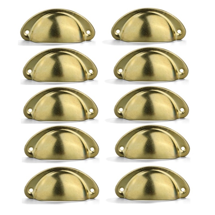 Set 10 manere retro pentru sertare, usi, bronz antic, 8.1x3.5x0.4 cm