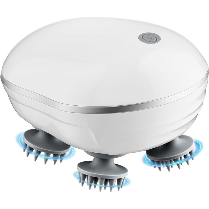 Elektromos fejmasszírozó készülék, 4 masszázsfej, 3 sebességfokozat, vízálló, hordozható